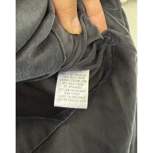 Alice + Olivia 100% Silk Navy Hook Eye Ruched Blazer Jacket Office Victorian S - Picture 9 of 11